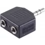 ShiverPeaks S/CONN maximum connectivity adattatore splitter jack stereo 3,5 mm, 1 connettore maschio su 2 connettori femmina, nichelato, nero (57080)