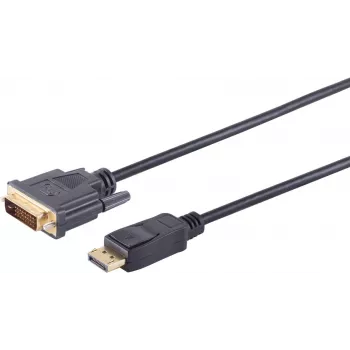 Cavo SHIVERPEAKS S/CONN maximum connectivity DisplayPort a DVI-D, connettore maschio DP 20-Pin a connettore maschio DVI-D 24+1, contatti dorati, 7,5 m, nero 77497-1