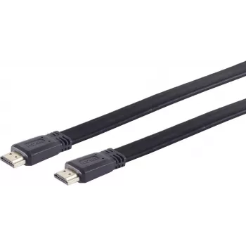 ShiverPeaks S/CONN maximum connectivity cavo HDMI piatto, connettore maschio HDMI Type-A a connettore maschio HDMI Type-A, contatti dorati, 4K Ultra HD, 3D, HEAC, 3,0 m, nero 77473-FLAT