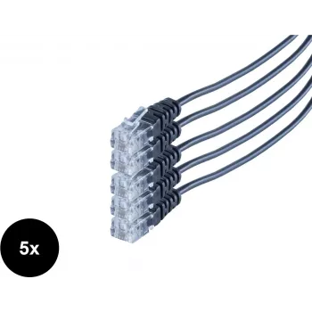 SHIVERPEAKS S/CONN Maximum Connectivity cavo per telefono, RJ11 maschio a RJ11 maschio, rotondo, nero, flessibile, rame, set da 5, 2,0 m SO70084-2-SET5