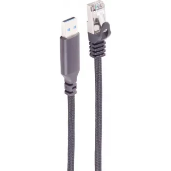 SHIVERPEAKS Cavo adattatore USB-A a RJ45 Gigabit Ethernet, 5 m, case in alluminio, nero BS14-52055