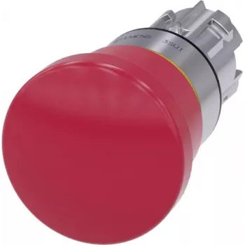 Siemens SIRIUS ACT Pulsante di emergenza, testa a fungo, sblocco a trazione, anello frontale in metallo, rosso, montaggio 22mm, 3SU1050-1HA20-0AA0