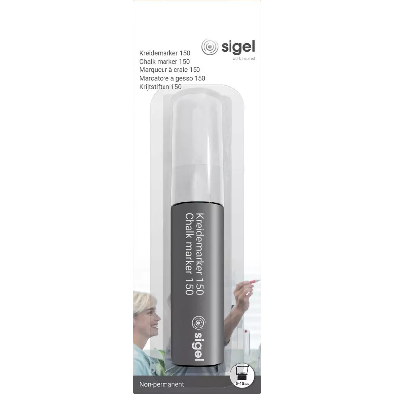 SIGEL Chalk Marker 150 punta a scalpello 5-15 mm bianco cancellabile 1 pezzo