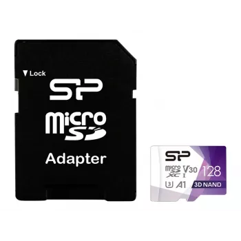 Silicon Power Scheda di memoria microSDXC 128GB Superior Pro UHS-I U3 V30 A1 con adattatore SD