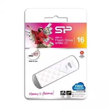 Silicon Power Chiavetta USB 2.0 16GB, design retrattile senza cappuccio, bianco