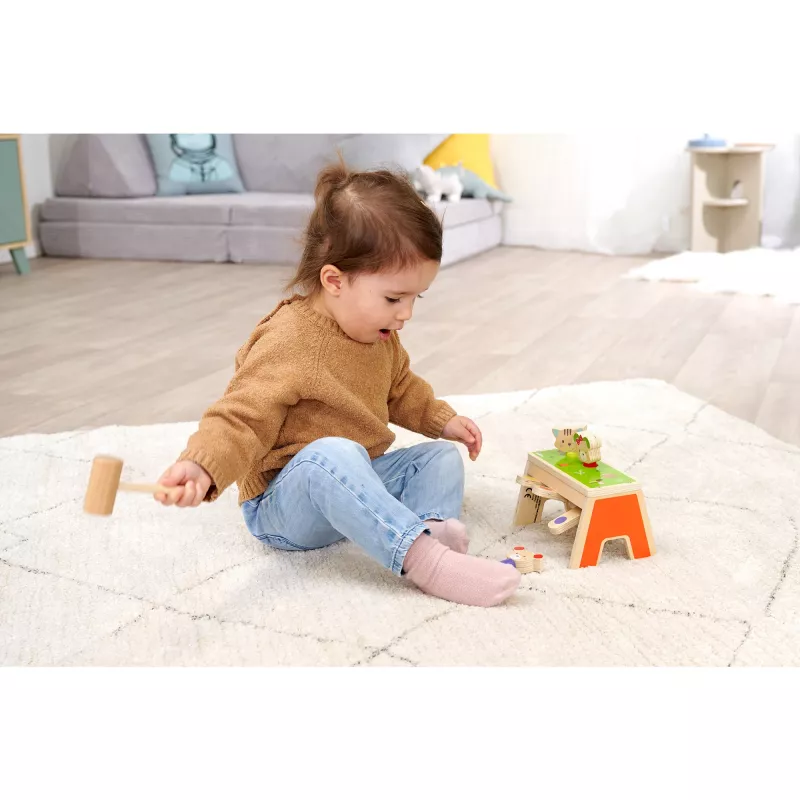 SIMBA-DICKIE Pop-Up Hammering Game – giocattolo in legno con 16 pezzi e figure pop-up
