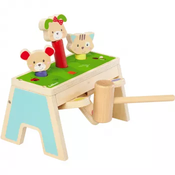 SIMBA-DICKIE Pop-Up Hammering Game – giocattolo in legno con 16 pezzi e figure pop-up