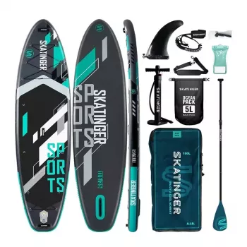 Paddleboard gonfiabile stand-up SKATINGER grigio sportivo 350x89x15 cm