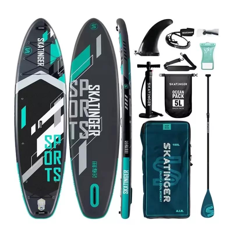 Paddleboard gonfiabile stand-up SKATINGER grigio sportivo 350x89x15 cm