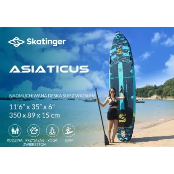SKT ASIATICUS Tavola da stand-up paddle gonfiabile 350x89x15 cm yoga