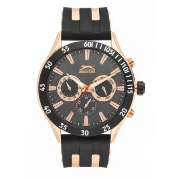 SLAZENGER MAN SL96076203 orologio al quarzo analogico da uomo 48mm quadrante blu cinturino in pelle marrone
