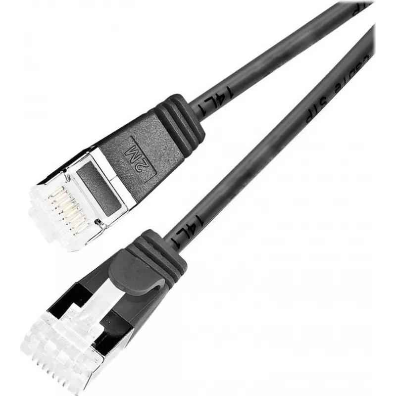 Wirewin PKW-LIGHT-STP-K6A 0.25 SW Cat 6a U/FTP Slim Cavo patch rotondo, 0,25 m, nero, PoE
