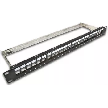 Wirewin TKS PANEL 24 BLACK - patch panel cieco schermato 24 porte Keystone, montaggio a rack 19 pollici 1U, nero