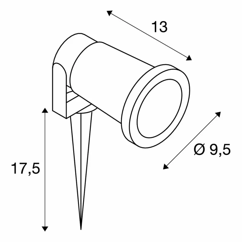 SLV Nautilus Faretto da giardino a picchetto 227410 GU10 IP65 con picchetto e cavo da 1,5 m nero