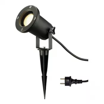 SLV Nautilus Faretto da giardino a picchetto 227410 GU10 IP65 con picchetto e cavo da 1,5 m nero