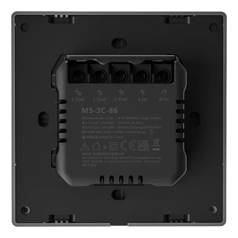 Interruttore a parete smart per scenari WiFi Sonoff M5 3C (3 canali)