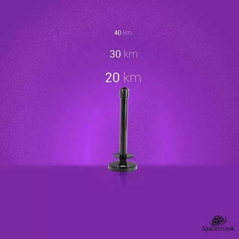 Spacetronik Hook TV Antenna magnetica DVB-T2 con amplificatore 28 dBi e cavo da 3 m