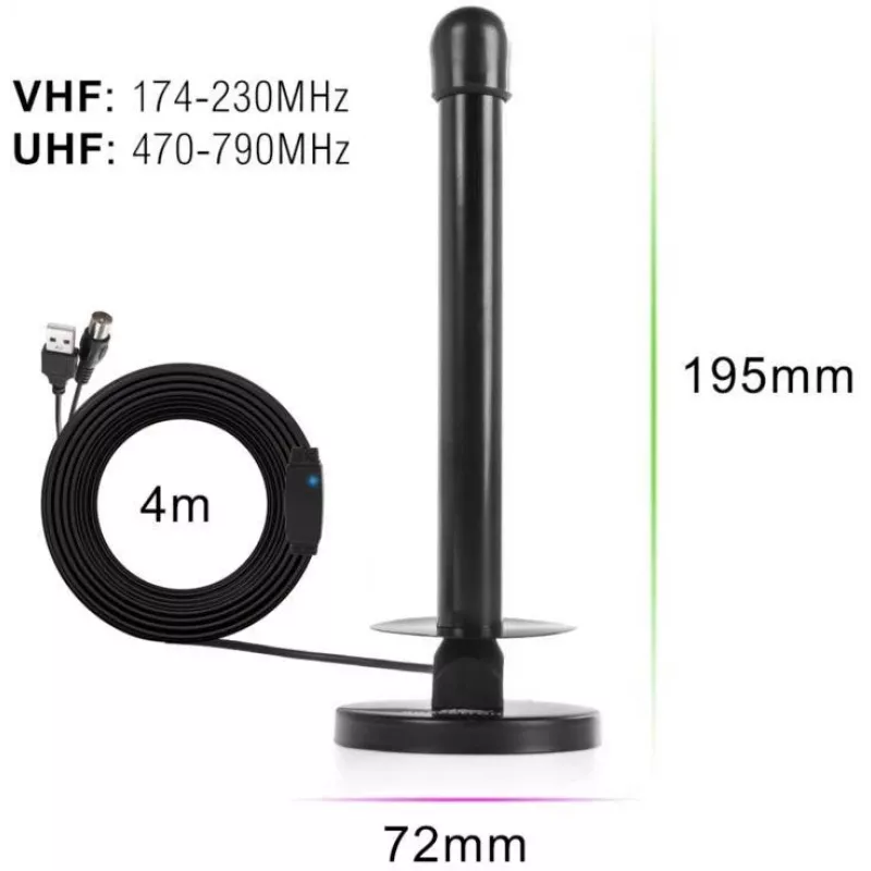 Spacetronik Hook TV Antenna magnetica DVB-T2 con amplificatore 28 dBi e cavo da 3 m