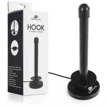 Spacetronik Hook TV Antenna magnetica DVB-T2 con amplificatore 28 dBi e cavo da 3 m