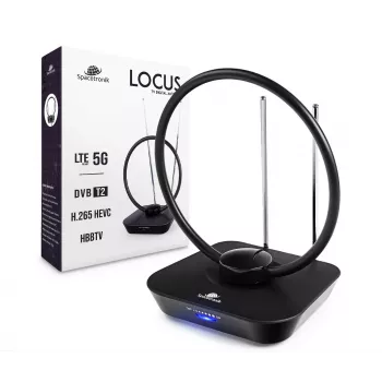 Spacetronik Locus antenna DVB-T2 da interno con amplificatore 45 dB e alimentatore