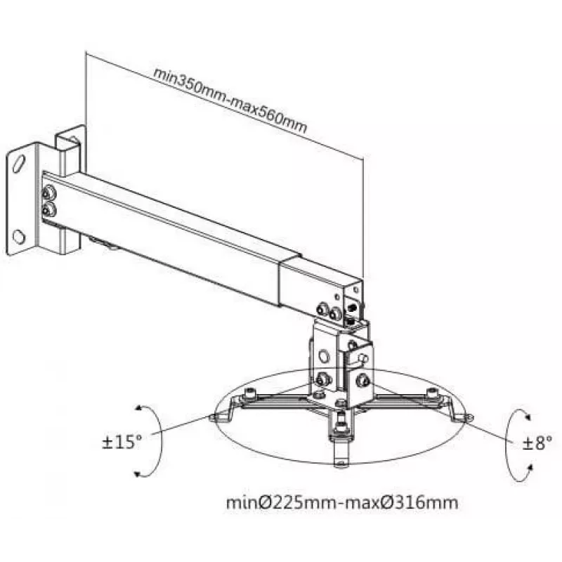 Spacetronik SPA-P01B supporto universale per proiettore 2-in-1 soffitto/parete, 15 kg, acciaio, nero