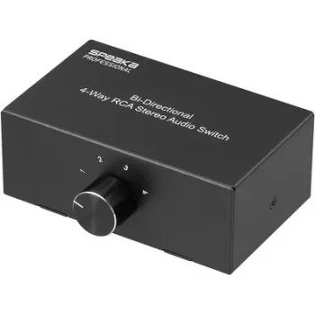 SpeaKa Professional SP-AS-500 Selettore audio RCA a 4 porte bidirezionale con case in metallo