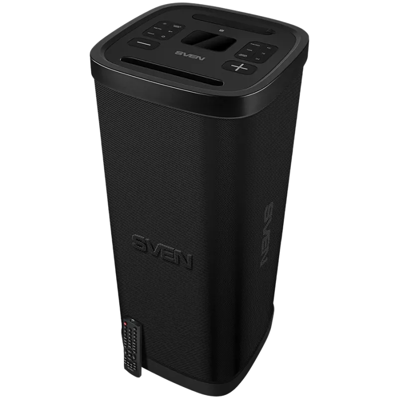Altoparlante Party-Box SVEN PS-1250, nero (300W, TWS, IPx4, Bluetooth, FM, USB, microSD, display LED, 13500mAh)