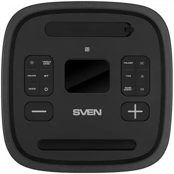 Altoparlante Party-Box SVEN PS-1250, nero (300W, TWS, IPx4, Bluetooth, FM, USB, microSD, display LED, 13500mAh)