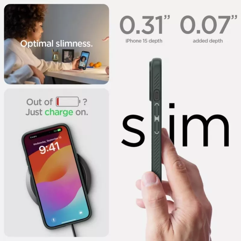 Custodia Spigen Liquid Air per iPhone 15 - Abyss Green