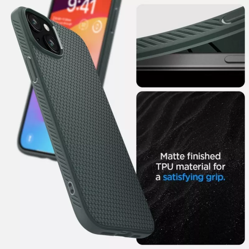 Custodia Spigen Liquid Air per iPhone 15 - Abyss Green