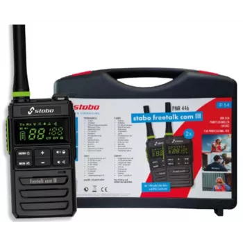 STABO freetalk com III set di 2 ricetrasmettitori PMR446 wireless da valigia