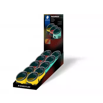 STAEDTLER NORIS temperino a un foro, rotondo, colori assortiti, per matite fino a 8,2 mm, angolo 23°, 1 pezzo (516 001)