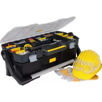 STANLEY 19 valigetta per attrezzi con organizer STST1-70317 – 30,5L polipropilene ad alta resistenza agli urti, nero/giallo
