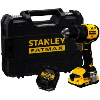 STANLEY avvitatore trapano a batteria (SFMCD714D1T-QW), 18V (nero/giallo, batteria Li-Ion 2,0 Ah, valigetta Pro-Stack)