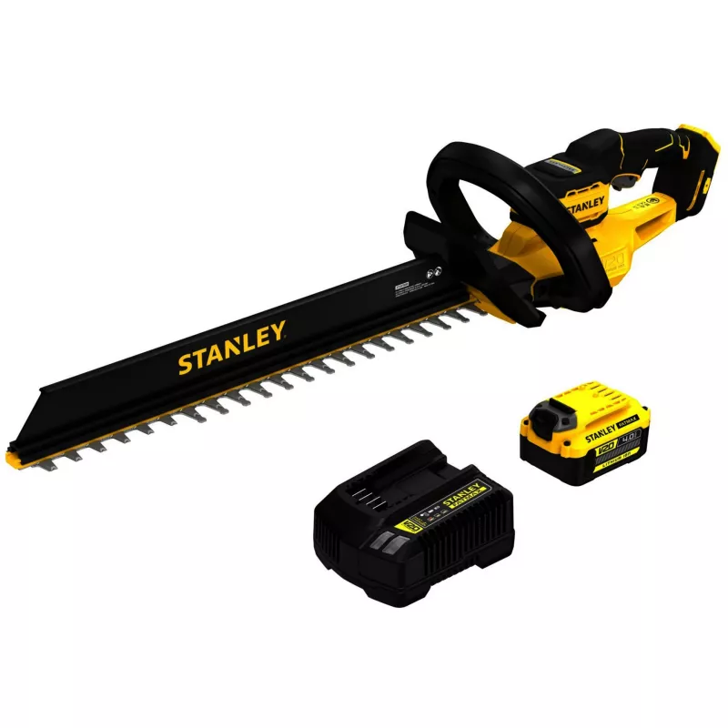 STANLEY Tagliasiepi a batteria (STCHT8255M1-QW), 18V (nero/giallo, batteria Li-Ion 4,0 Ah)