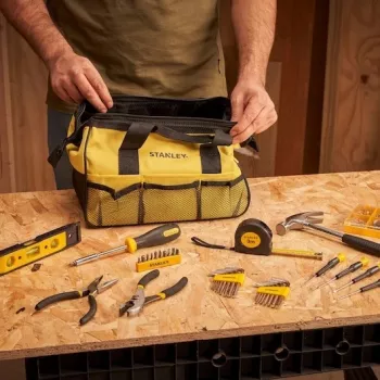 Set di utensili Stanley FatMax da 16 pezzi in borsa gialla con apertura a bocca