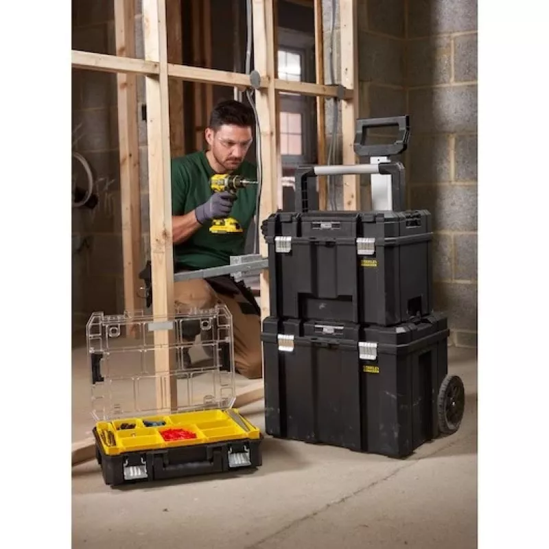 Stanley FATMAX PRO-STACK valigia rigida per utensili, 22L, IP54, nero con dettagli gialli