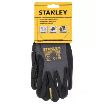 Stanley SY510L-QS guanti da lavoro, taglia L (9) - palmo in pelle sintetica, dorso in spandex, polsino in neoprene, certificati EN 388, nero/giallo