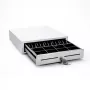 STAR MICRONICS CD4-1616WTSSC48-S2 Cassetto portavalori, bianco, frontale in acciaio inox, 4 scomparti banconote/8 monete/2 assegni, apertura frontale, retail, dimensioni (LxAxP): 410x114x415 mm, incl. cavo RJ12