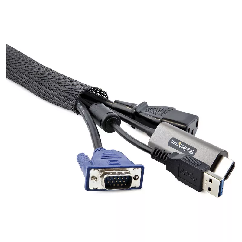 StarTech.com 3 m Guaina per Cavi con Chiusura a Strappo, Gestione Cavi / Passaggio Cavi - Passacavi per Gestione Cavi - Nero - 3 m