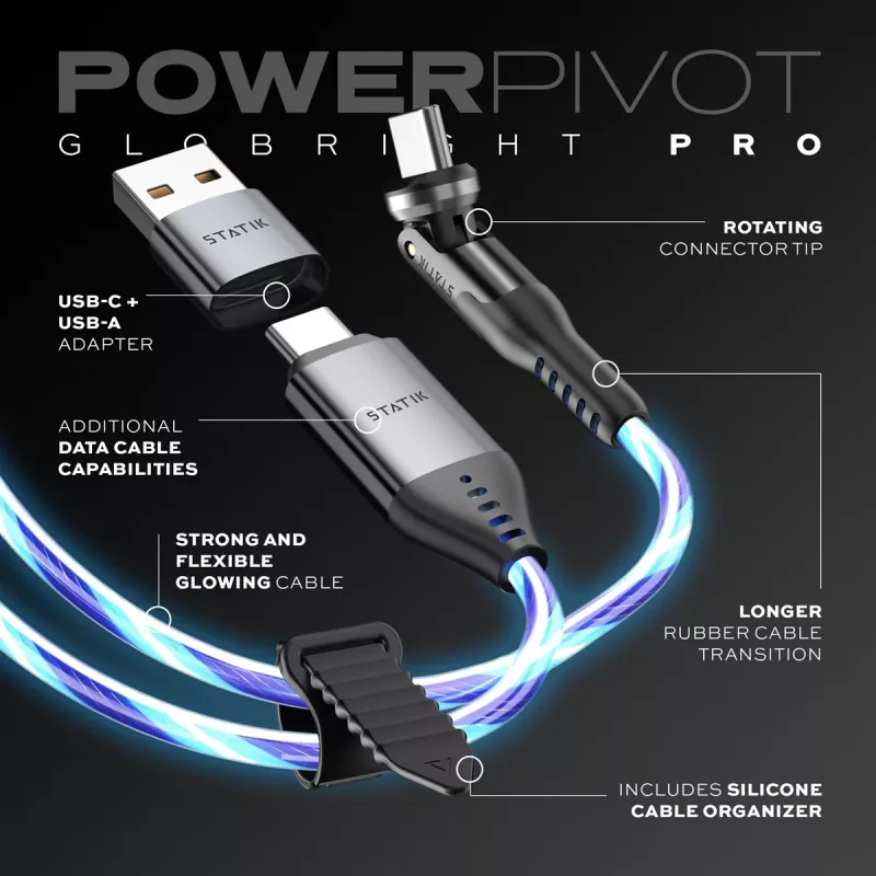 STATIK PowerPivot Pro cavo LED luminoso USB-C a USB-C 1 m nero