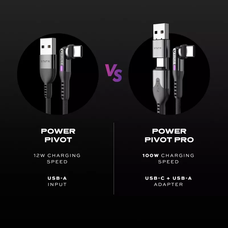 STATIK PowerPivot Pro cavo in nylon intrecciato, USB-C a USB-C, 1 m, nero