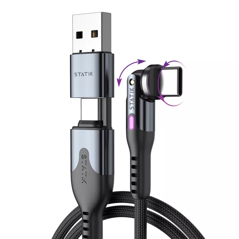 STATIK PowerPivot Pro cavo in nylon intrecciato, USB-C a USB-C, 1 m, nero