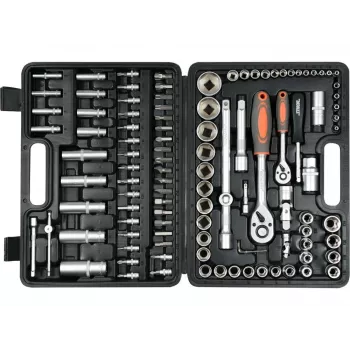 Sthor 58685216 set di chiavi a bussola da 216 pezzi 1/4 inch, 3/8 inch, 1/2 inch attacco in acciaio cromo-vanadio