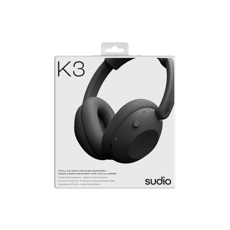Sudio K3 cuffie over-ear wireless con ANC ibrido, Bluetooth 5.3, batteria 60h, Ink Black