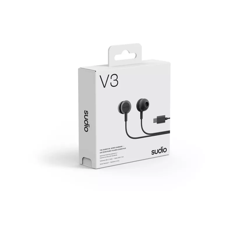 Sudio V3 Auricolari in-ear wireless con microfono, ricarica USB-C, Dusty Black
