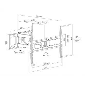 Sunne Supporto da Parete per TV Full-Motion 37-86 pollici Nero 50 kg