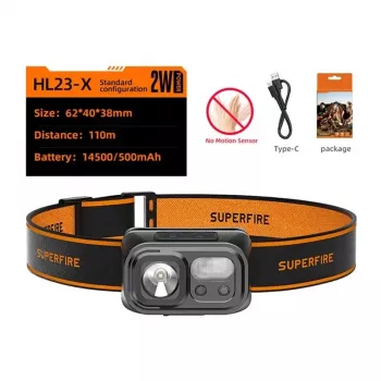 Superfire HL23-X 300 lumen USB-C ricaricabile LED torcia frontale