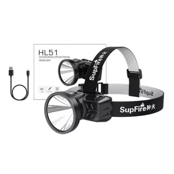 Superfire HL51 torcia frontale, 160 lm, Micro-USB, 4 modalità, 300 m