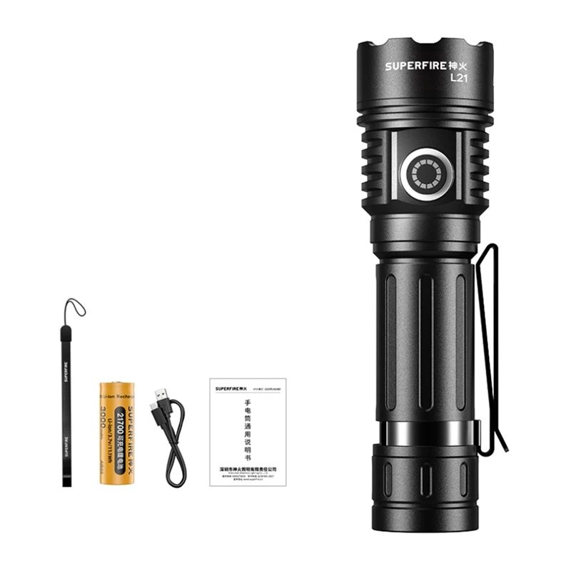 Superfire L21 torcia 2300 lumen LED P70 USB-C ricaricabile IP44